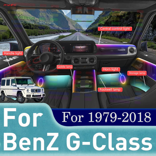 For BenZ G-Class 64 Color RGB Symphony Car Ambient Light Strip APP Control Interior Acrylic Guide LED Atmosphere Lamp