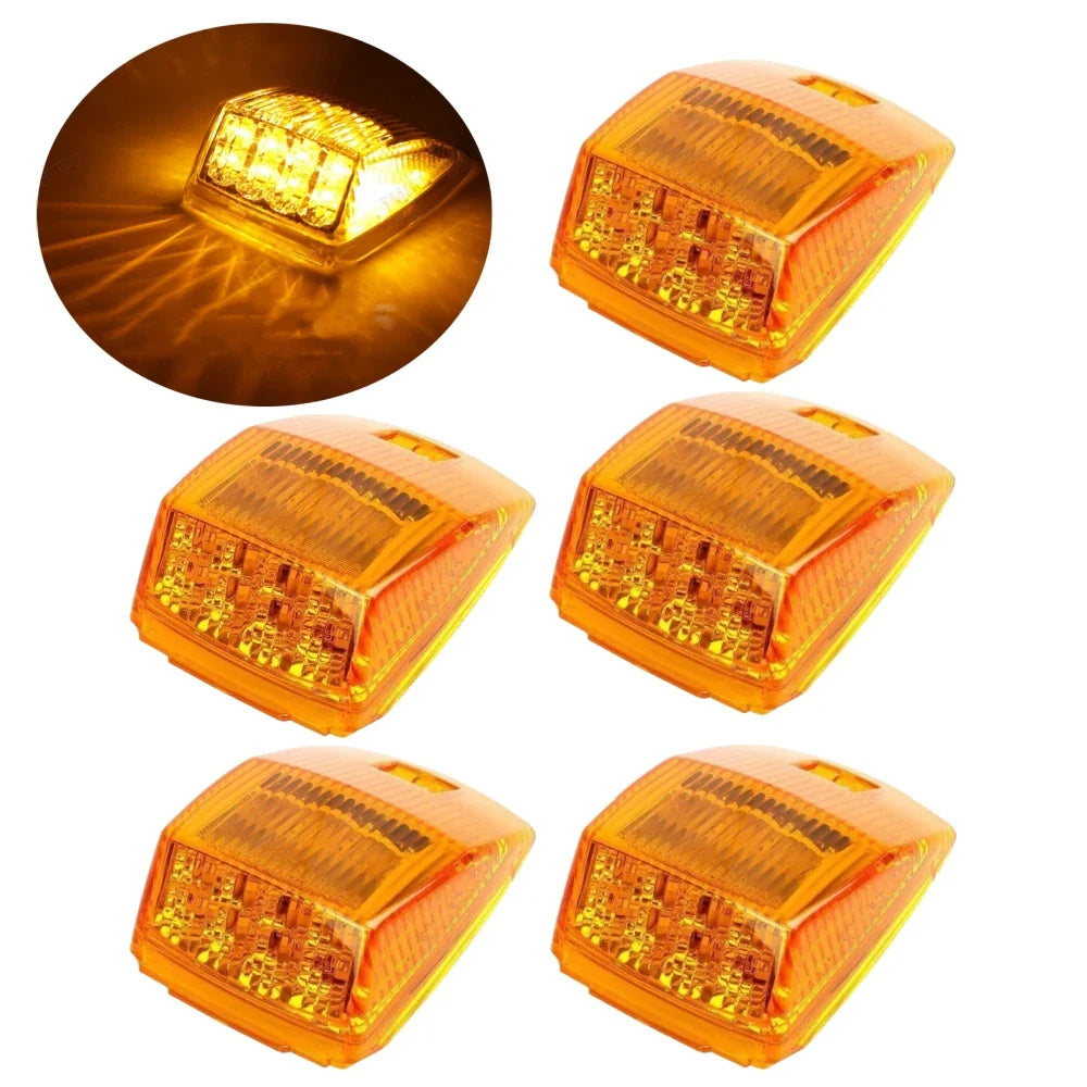 5PCS Cab Marker Lights Roof Running Amber 17LED Lights Top Clearance Lens Marker Light Reflector for Kenworth Peterbilt
