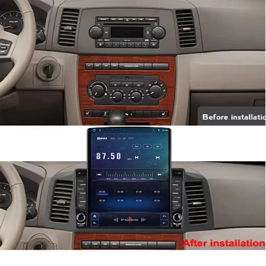 For JEEP Grand Cherokee WK 2004 2005 2006 2007 Tesla Type Car Radio Android 14 GPS Carplay Multimedia Player Navigation Stereo