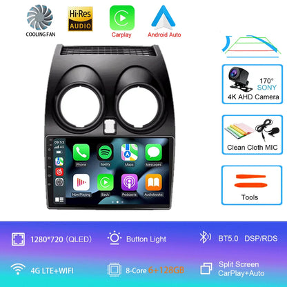 Android 14 2 DIN untuk Nissan Qashqai 1 J10 2006-2014 Radio Mobil Navigasi Pemutar Multimedia DVD Carplay Stereo Speaker Unit Ke