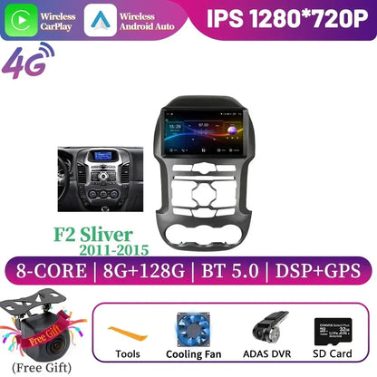 Android 14 For Ford Ranger 3 2011-2015 Car Radio Multimedia Navigation 4G GPS Bluetooth Wireless Carplay Head Unit Screen Stereo