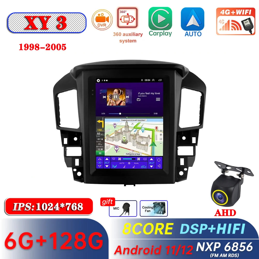 Android 11 Car Radio For Lexus RX300 Toyota Harrier 1998-2003 2004 2005 GPS Navigation Multimedia Carplay DSP For Tesla Style