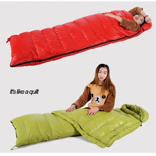 Size 220X85cm Lengthening And Widening Suitable For Tall People Good Quality White Goose Down Thermal Sleeping Bags Camping
