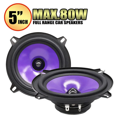 2pcs 5 Inch 80W Full Range Frequency Car Audio Speaker Heavy Mid-bass Ultra-thin Modified Speaker  Non-destructive Installation