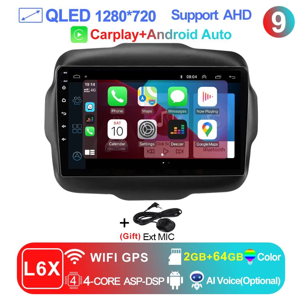 LEHX L6Pro 4G LTE DSP Car Radio Android Auto Video Multimedia Player For Jeep Renegade 2016-2020 Carplay 2din dvd Autoradio  gps