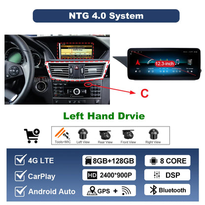 Wireless Carplay Android 14 for Mercedes Benz E Class W212 2009 - 2015 Car Radio Player Video DSP Stereo Touch Screen 4G WiFi BT