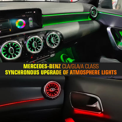 12/64 Colours Ambient Lights For Mercedes-Benz A/CLA/GLA W176 W117 W156 LED Car Air Vents Turbine Nozzle Decorate Lamp APP 12V