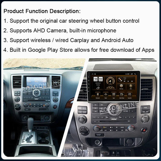 9 Inch Android 12 For Nissan Armada Infiniti QX56 QX 56 2008-2015 Car Multimedia Player GPS Stereo Radio Receiver 8-Core CarPlay