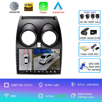 Android 14 2 DIN untuk Nissan Qashqai 1 J10 2006-2014 Radio Mobil Navigasi Pemutar Multimedia DVD Carplay Stereo Speaker Unit Ke