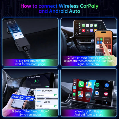 BRUXE 2025 V1 CarPlay Smart Box Android 12 Wireless CarPlay Adapter Android Auto AI Box for Netflix IPTV YouTube