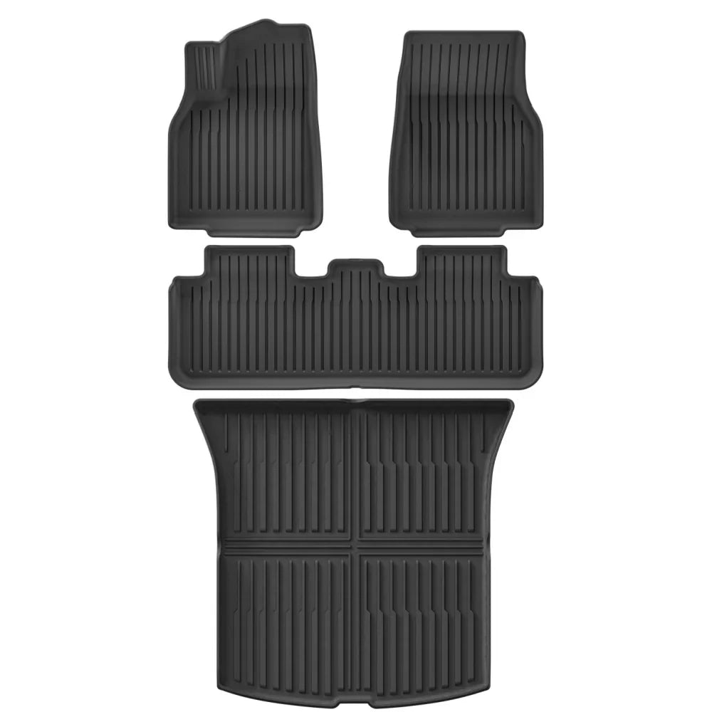 LUCKEASY for New Tesla Model Y 5seats Launch 2025+ Juniper TPE Floor Mats Cargo Liner Trunk Mats Backrest Pad Protection Black