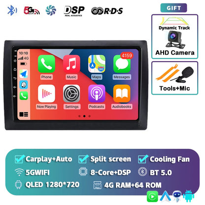 Android 14 For Fiat Stilo 2001 - 2010 2K QLED Android Car Radio Multimedia Video Player GPS AI Voice CarPlay 4G Stereo Head Unit