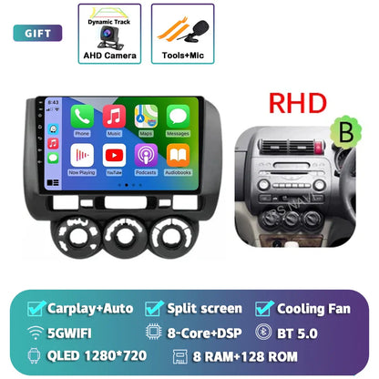 Android 14 For Honda Jazz 1 GD 2001 - 2008 Fit 2001-2009 2K QLED Stereo Car Radio Multimedia Video Player GPS 4G CarPlay