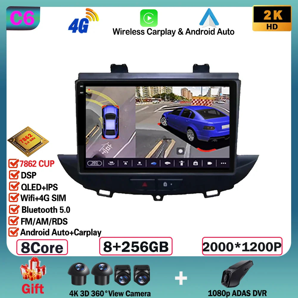 Android 14 For Opel Grandland X crossland x 2016-2020 Carplay Multimedia Monitor Screen Stereo Radio Video Player Car Navigation