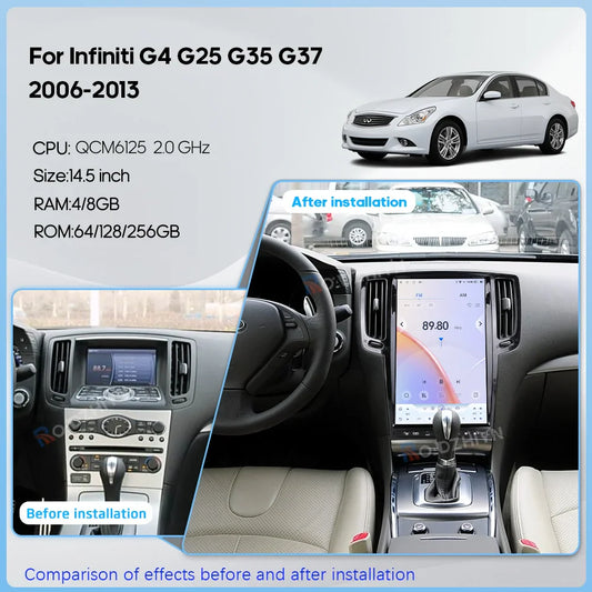 14.5 " Android13 Car Radio Multimedia Video Player For Infiniti G4 G25 G35 G37 2008-2013 GPS navigation Carplay Auto 4G wifi 360
