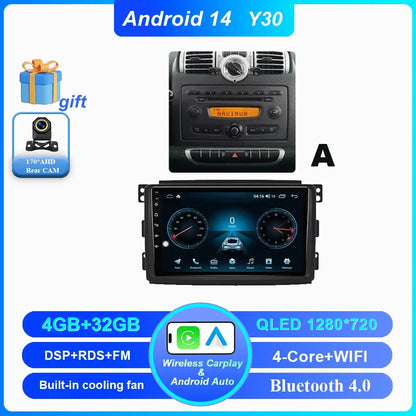 Car Android 14 GPS Navigation For Mercedes Benz Smart Fortwo 451 2010 - 2015 Auto Radio Stereo Multimidia Player Carplay NO 2DIN