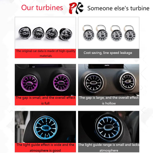 LED Turbo Vent for Audi A3 2013-2020 Turbo Vent Ambient Light app controls to adjust the color