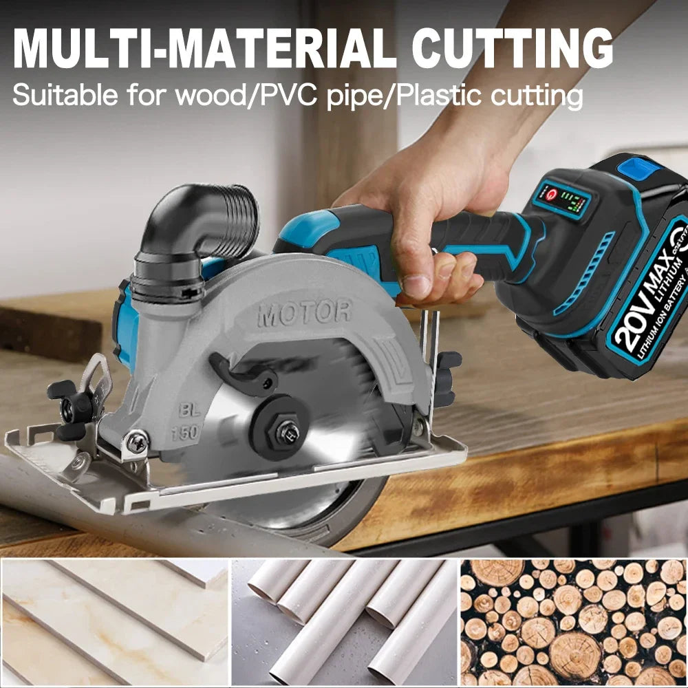 Brushless Circular Saw 150mm Cordless Electric Saw Adjustable Wood Cuttiing Machine Handheld Woodworking Saw for Makita Battery power tools