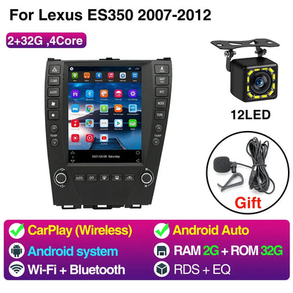 9.7inch Android 13 Car Radio For Lexus ES ES240 ES350 2007-2012 Tesla Style Screen Multimedia Video Player GPS Navigation Stereo