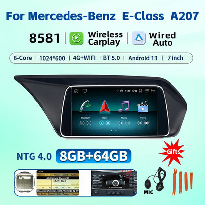 7 Inch Carplay Android 13 Auto Car Intelligent Systems For Mercedes Benz E Class W212 A207 X204 DSP Stereo Touch Screen