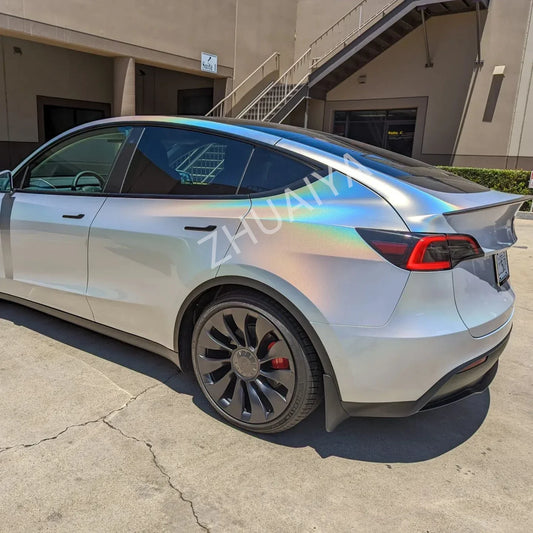 Holographic Gloss Galaxy White Vinyl Wrap film wrapping film bright 152*18m quality Warranty covering film voiture