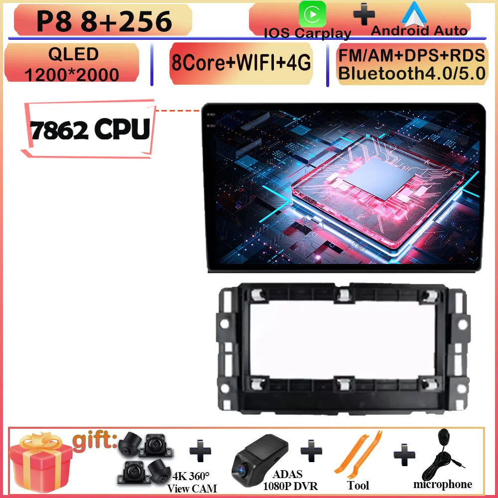 CARPLAY Android Screen For Chevrolet Avalanche Impala Tahoe Traverse 2007-2016 Car Automotive Multimedia Navigation DVD 7862 CPU