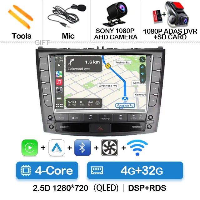 Android 14 Car Radio For Lexus IS250 IS300 XE20 IS220 IS350 2005 - 2012 Multimedia Video Player NAVI GPS 4G WIFI Carplay Auto BT