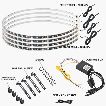 Symphony Car Hub Lights 15.5 inch Decorative light strip rgb Atmosphere light External ambient light Wheel Ring Neon Strip Light
