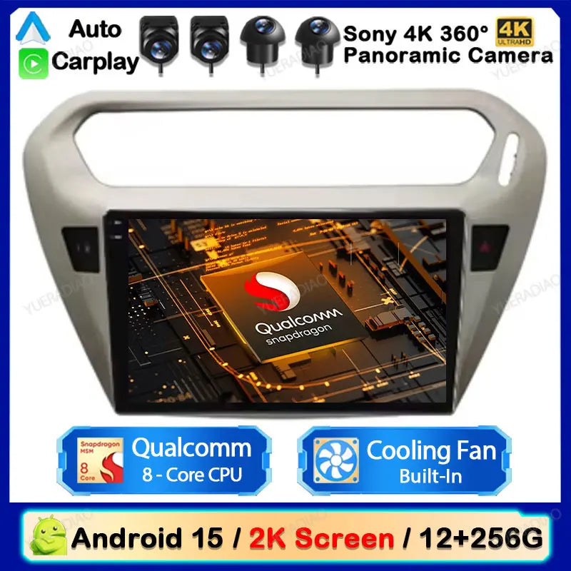 Android 15 Car Radio For Peugeot 301 Citroen Elysee 2013 - 2018 Qualcomm Multimedia Viedo Player NAVI GPS 4G WIFI Head Unit QLED