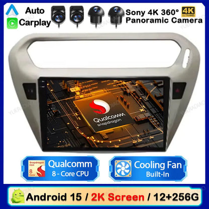 Android 15 Car Radio For Peugeot 301 Citroen Elysee 2013 - 2018 Qualcomm Multimedia Viedo Player NAVI GPS 4G WIFI Head Unit QLED