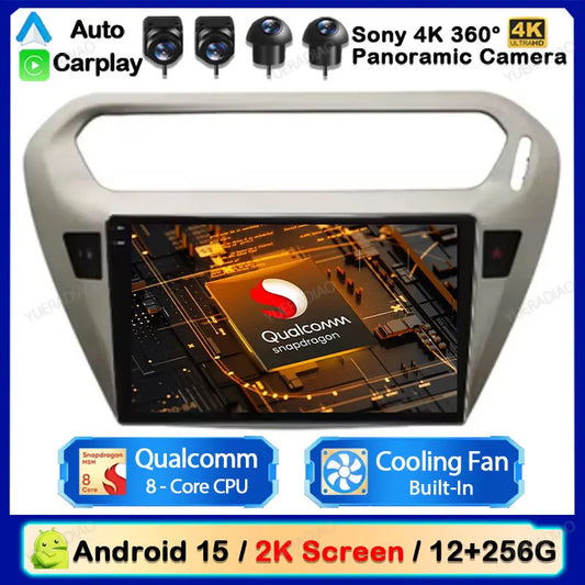 Android 15 Car Radio For Peugeot 301 Citroen Elysee 2013 - 2018 Qualcomm Multimedia Viedo Player NAVI GPS 4G WIFI Head Unit QLED