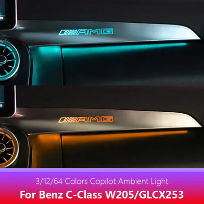For Mercedes-Benz C/GLC class C300 C350e C400 C450 C43 C63 W205 X253 2014-2020 MB Co-pilot Neon Ambient Light LED 3/64 Colors
