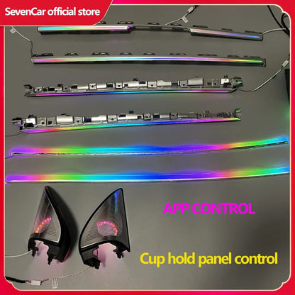 Laser engraving LED For Tesla Model 3 Y Interior Car Ambient Light Center Console Dashboard Panel Control LED Strip Lights