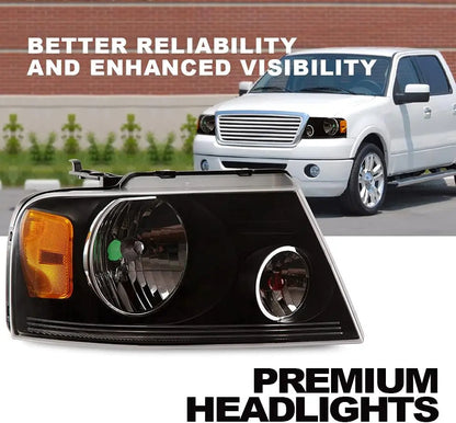 Headlights Assembly Compatible with Ford F-150 Pickup 2004-2008/Lincoln Mark LT 2006-2008 (NOT For 04 F150 Heritage/Flareside Be
