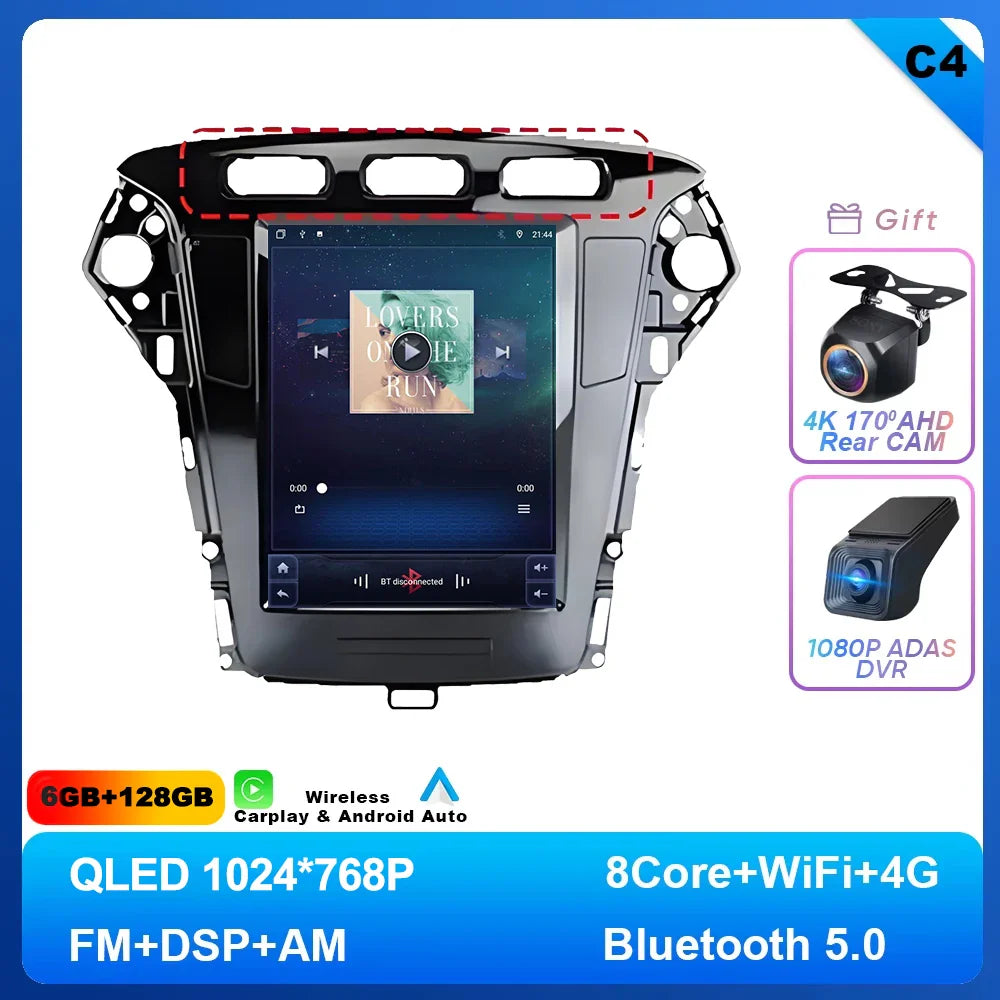 9.7 inch Android 14 Car Radio For Ford Mondeo MK4 2011 - 2013 Navigation Autoradio Multimedia Player DVD GPS Stereo WIFI 4G DVD