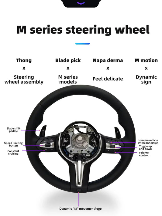 M Sport Full Leather Steering Wheel For BMW M3 F30 F15 F16 F20 F21 F25 F26 M5 F10 F11 F06 F07 F12 F13 F01 E90 E90 X5 E70 E87 E81