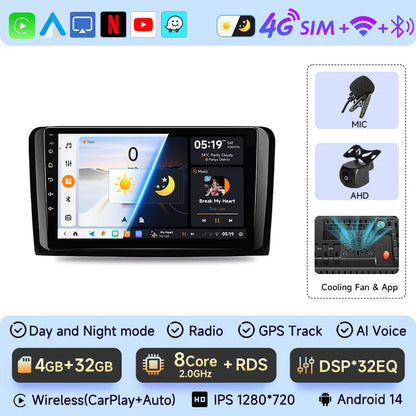 JIUYIN  Android 13 Car Radio For Mercedes Benz M-Class W164 GL-Class X164 ML GL 2005-2012 wireless CarPlay Android Auto 2din DVD