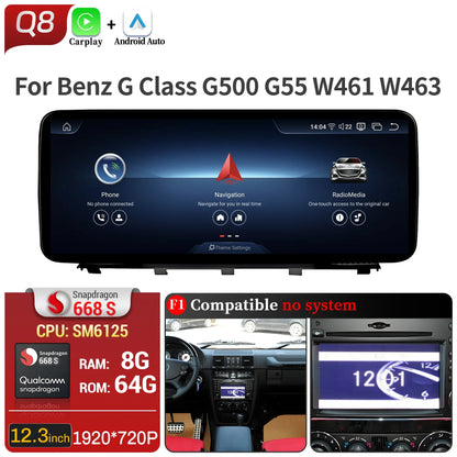 Car Radio For Mercedes Benz G Class G500 G55 W461 W463 2008-2015 Android 14 Wireless BT Carplay Snapdragon 680 Head Unit Screen