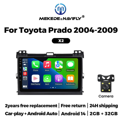Android 14 For  Toyota Land Cruiser Prado 120 LC120 2004-2009 Car Radio Multimedia Player GPS Navigation Carplay Android Auto BT