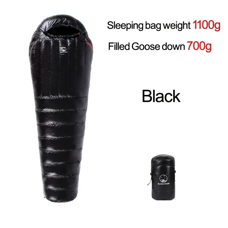 Upgraded High-grade White Goose Down Camping Sleeping Bag with Water Repellent Treatment Warm Insulated Fit for Cold Weather