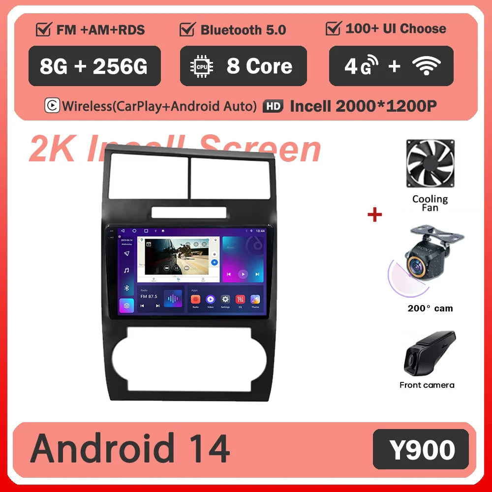 Android 14 For Dodge Charger LX 2005 - 2010 For Dodge Magnum 2 2003 - 2007 Car Radio Multimedia Video Player Navigation stereo