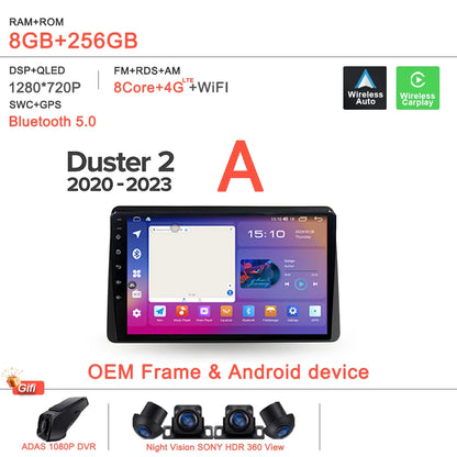 Android 14 For Renault Duster HM 2 II 2020 - 2023 Arkana 1 I 2019 - 2023 Car Radio Multimedia Video Player Navigation stereo DVD