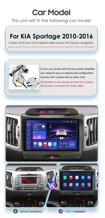 Hizpo Android 13 Car Radio GPS For KIA Sportage 3 2010 2011-2016 Multimedia Video Player 2din Navigation AUTO Stereo Head Unit