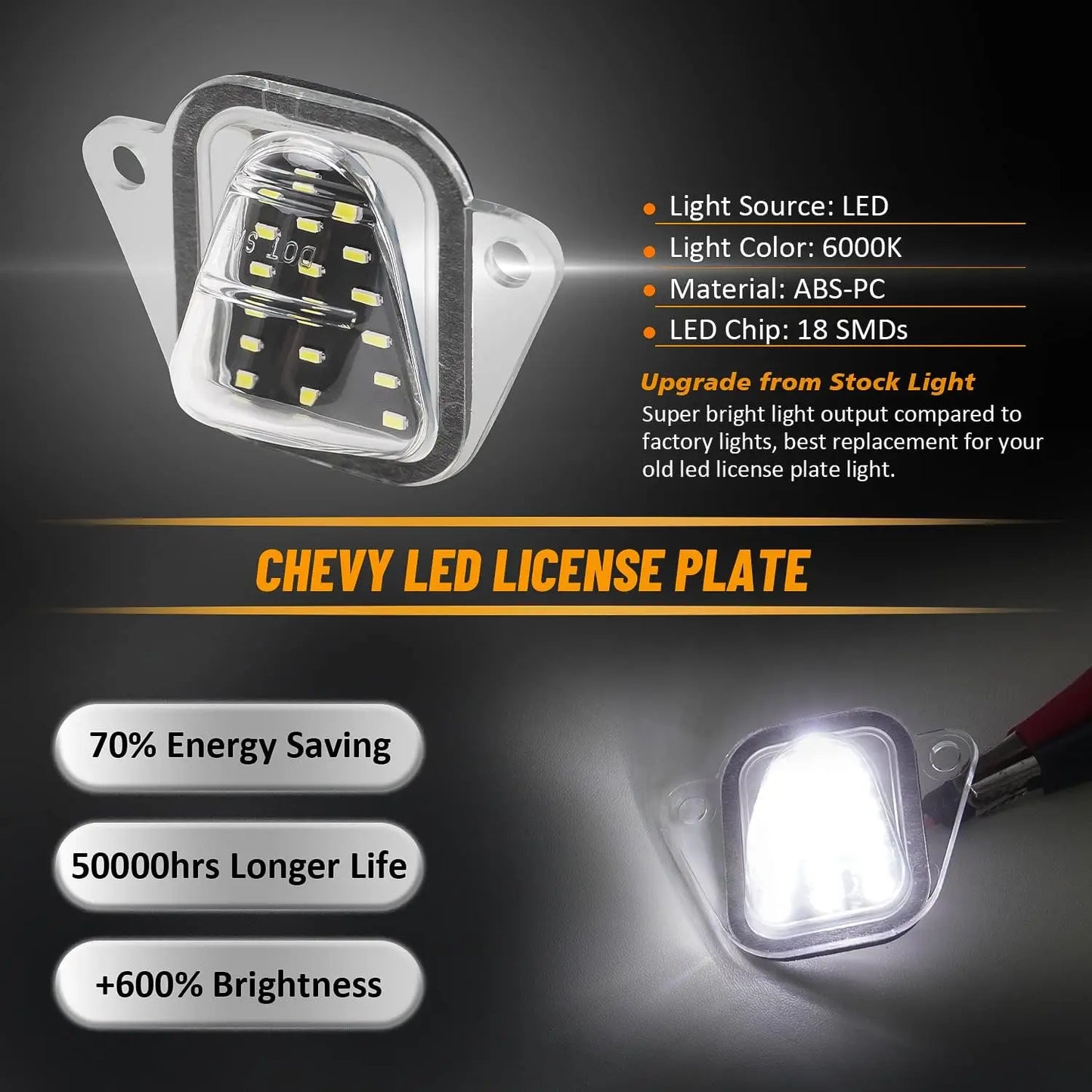 For Chevrolet Suburban Tahoe GMC Yukon XL Cadillac Escalade 2007-2014 White LED Number License Plate Lights Lamps