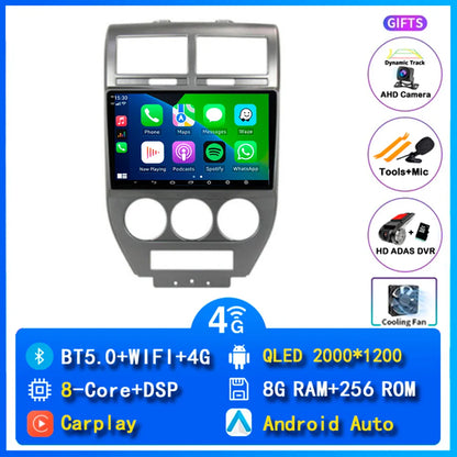 Android 14 Carplay Car Radio For Dodge Caliber Jeep Compass 1 MK Patriot 2006 - 2010 Navigation GPS Video Player wifi+4G Stereo