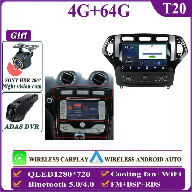 Autostereo 14 For Ford Mondeo MK4 2007-2014 Car Multimedia Video Player GPS Navigation Radio Android 13 Auto Carplay No 2Din DVD