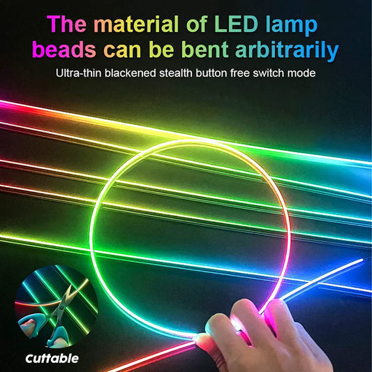 Universal Acrylic Neon LED Car Interior Ambient Lights APP Strip Light Guide Fiber Optic RGB Auto Decoration Atmosphere Lamp