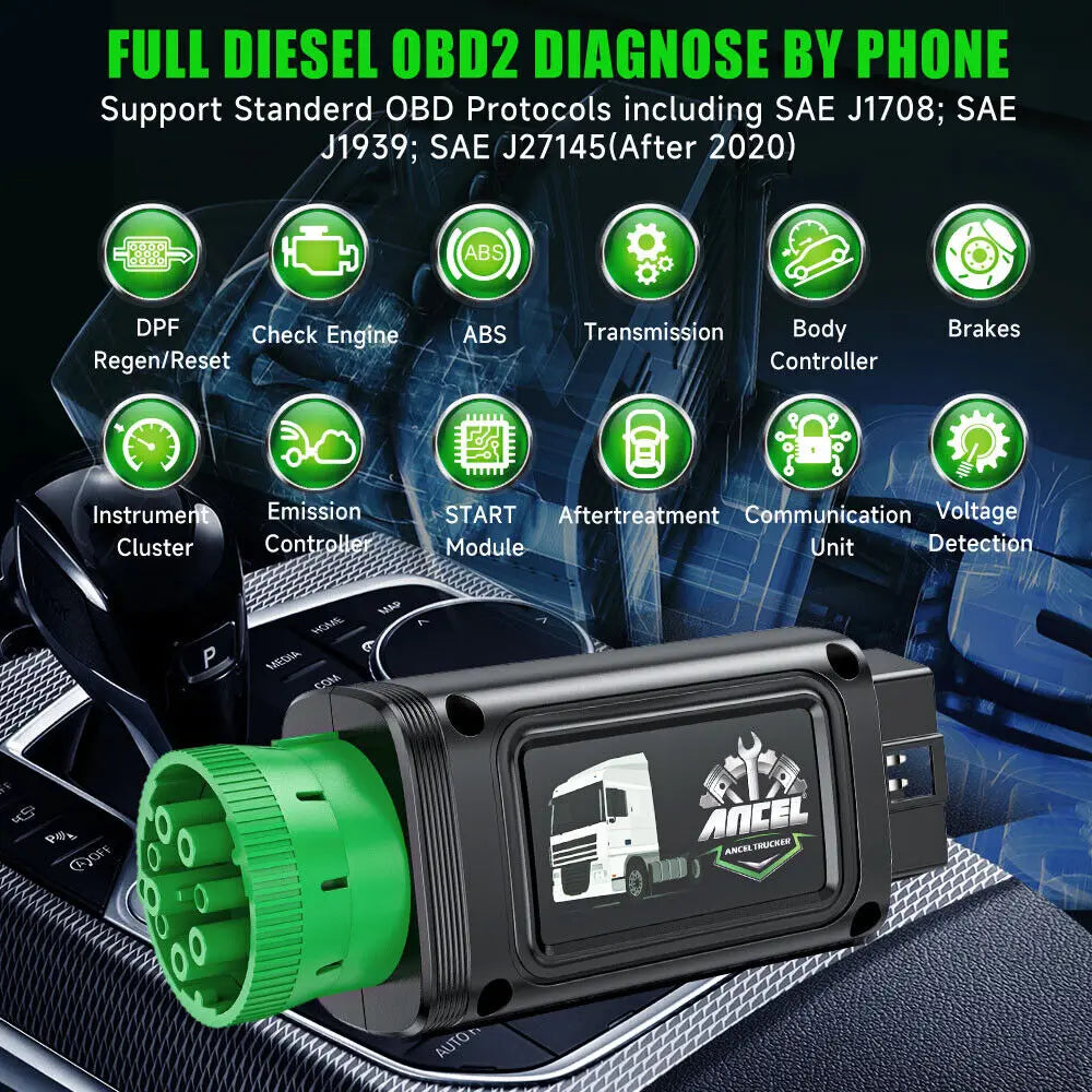 ANCEL HD120 Bluetooth Heavy Duty Truck Scanner DPF Regeneration Scanner Diesel Scanner All Systems Diagnostic Tools