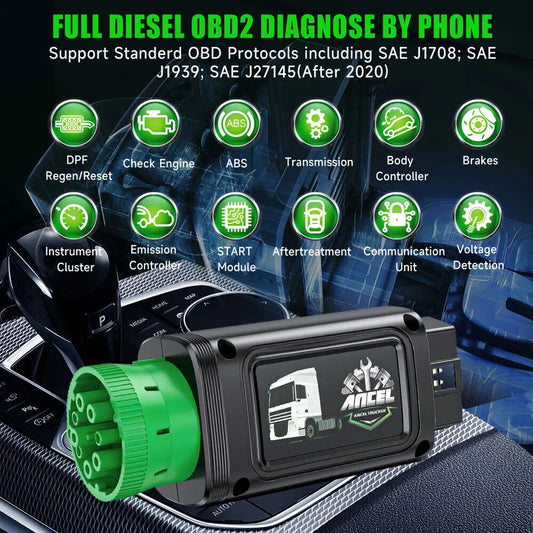 ANCEL HD120 Bluetooth Heavy Duty Truck Scanner DPF Regeneration Scanner Diesel Scanner All Systems Diagnostic Tools