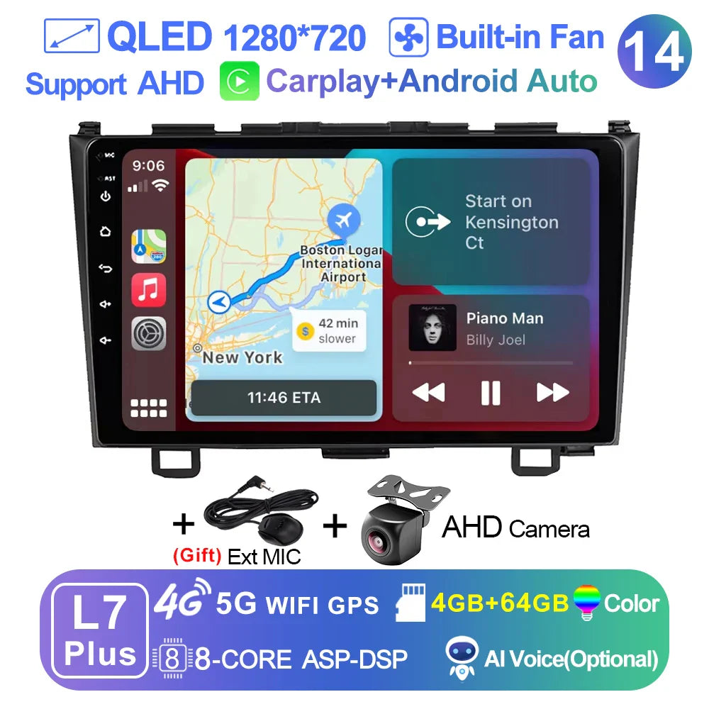 LEHX Pro 5G WIFI 8 Core Android 14 2 Din Autoradio Car Radio Multimedia Player For Honda CRV CR-V 2006-2011 Carplay gps dvd QLED